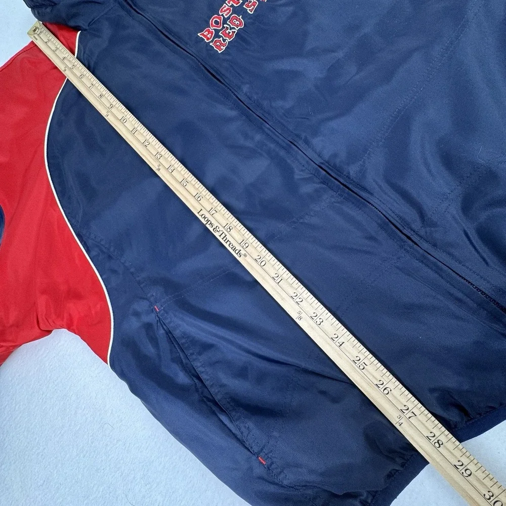 Boston Red Sox‎ Reversible Dugout Jacket M MLB Nylon Fleece Full Zip Navy Red